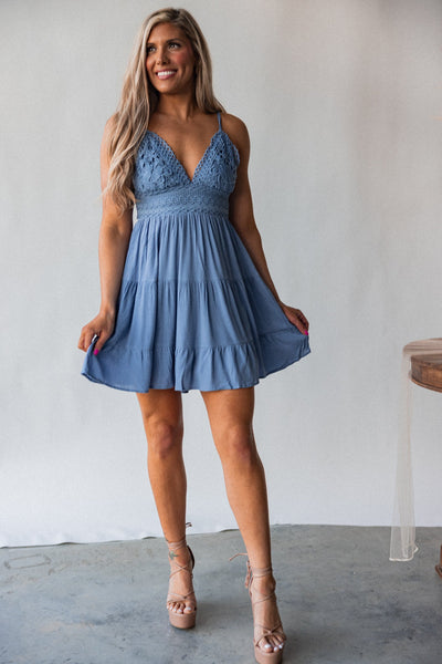Bren Lace Mini Dress (Blue) FINAL SALE