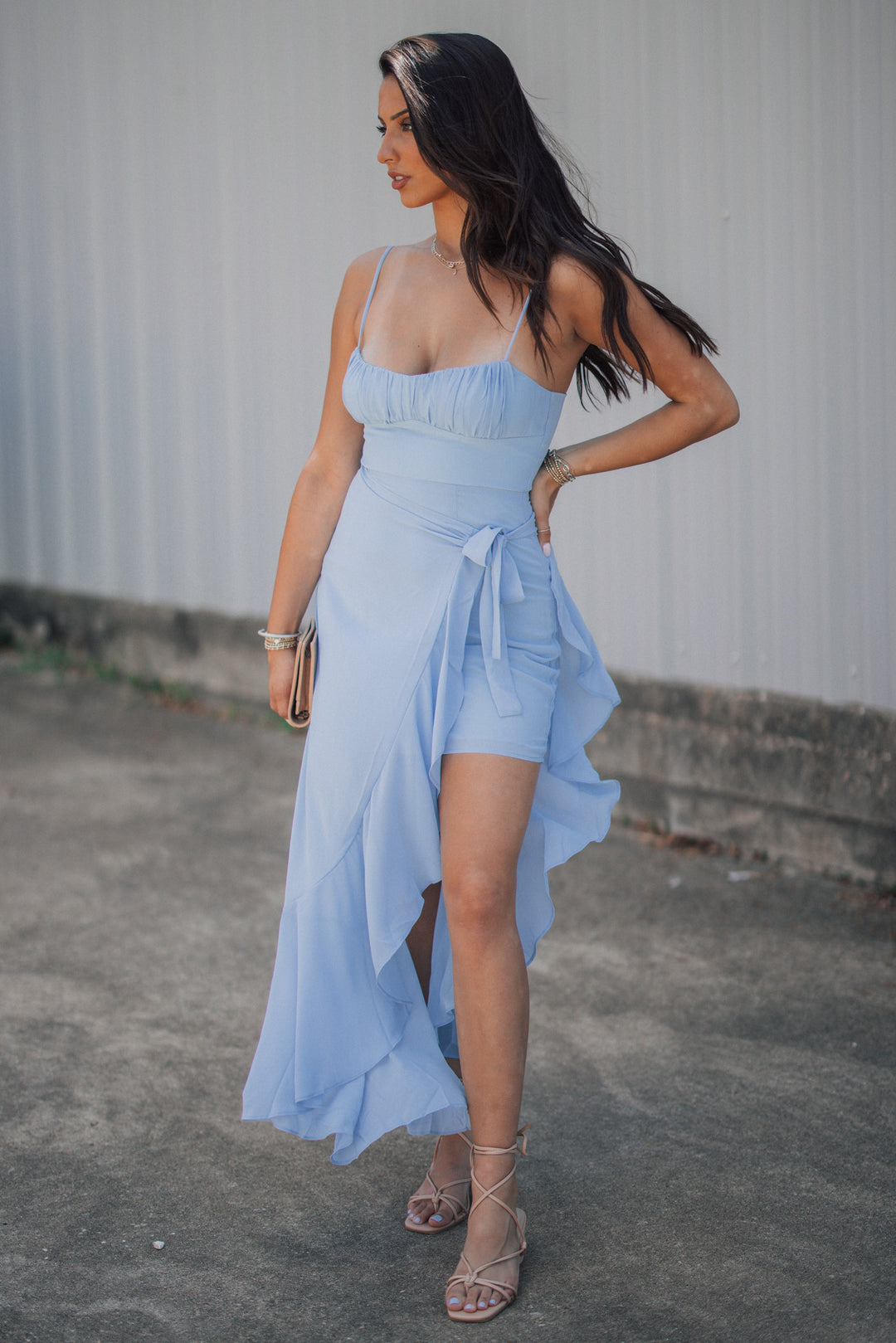 asymmetrical maxi dress Asymmetrical Floral Maxi Dress Heavenly Blue / M (US 4)