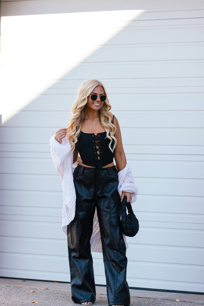 PRE-ORDER Couture Lace Up Corset Top (Black) Ships May 28th
