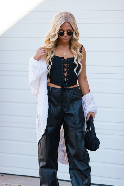 Couture Lace Up Corset Top (Black)