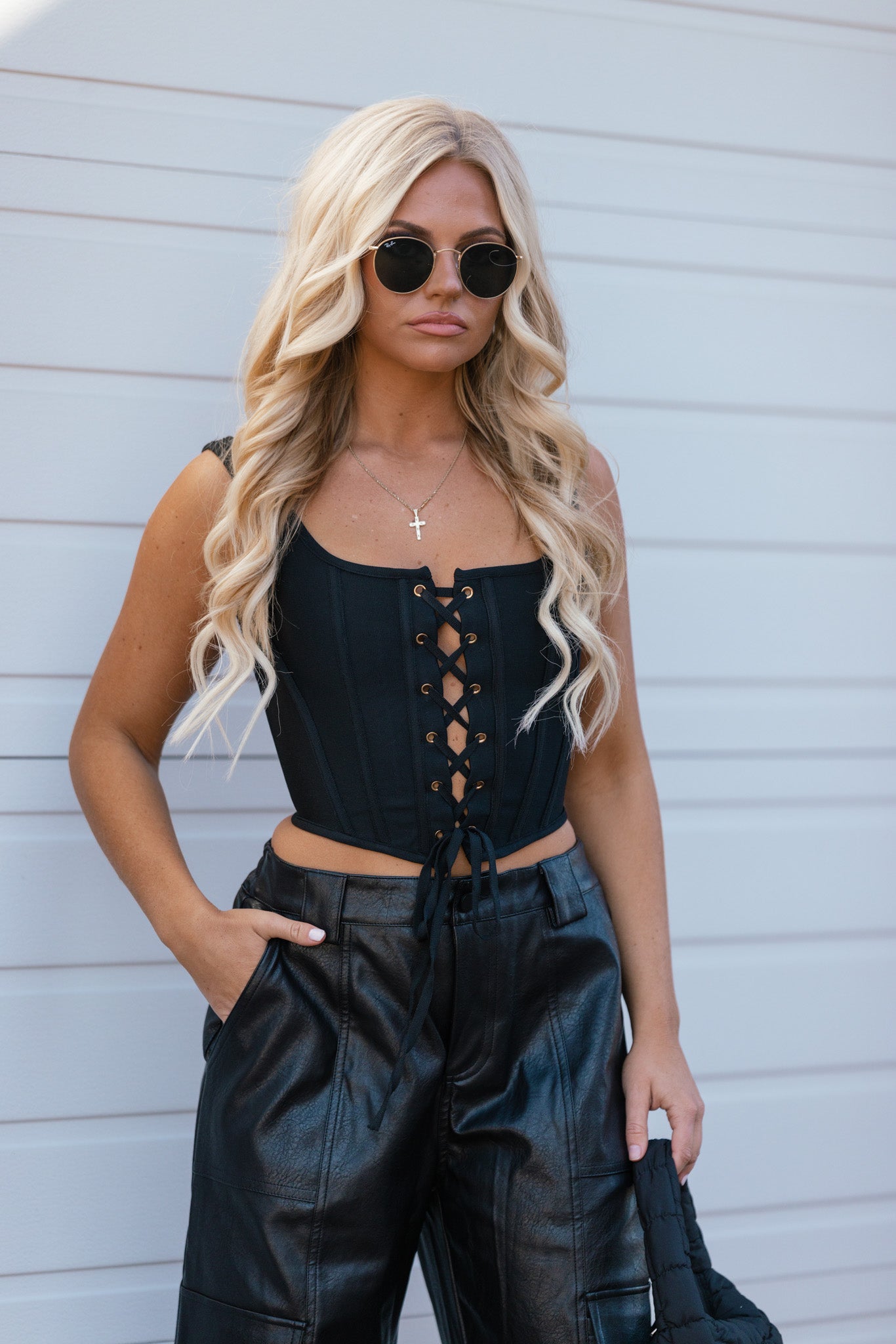 Couture Lace Up Corset Top (Black)