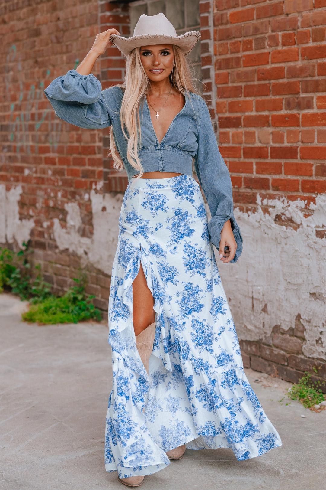 Rodeo Floral Ruffle Maxi Skirt - Main Image
