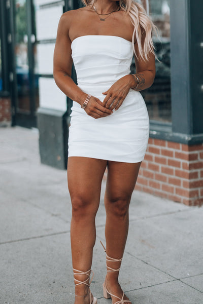 Quincy Bow Mini Dress (White)