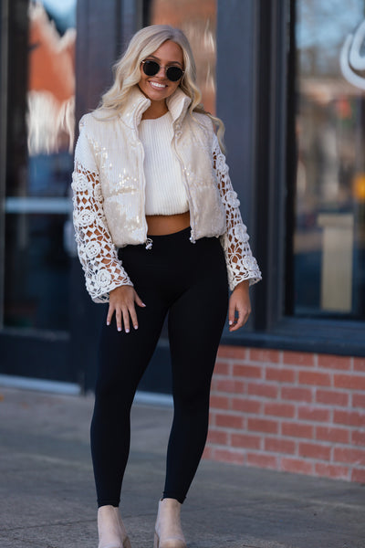 New Year New Me Sequin Vest (Ivory) FINAL SALE