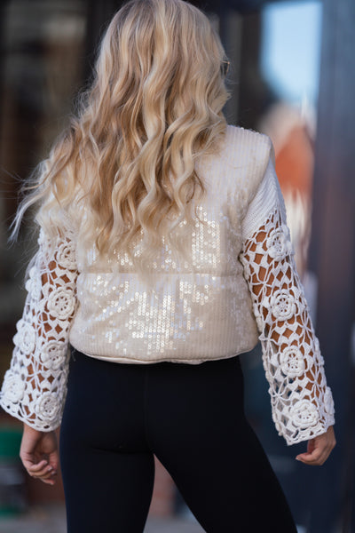 New Year New Me Sequin Vest (Ivory) FINAL SALE