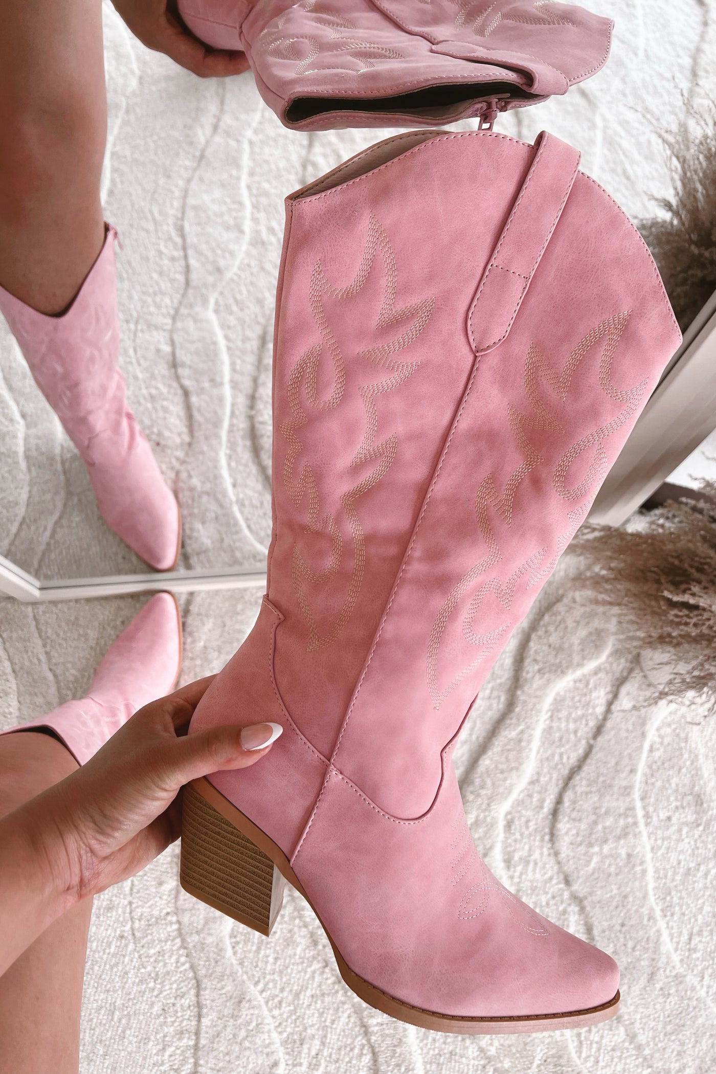 Dreamer Cowboy Boots (Baby Pink)