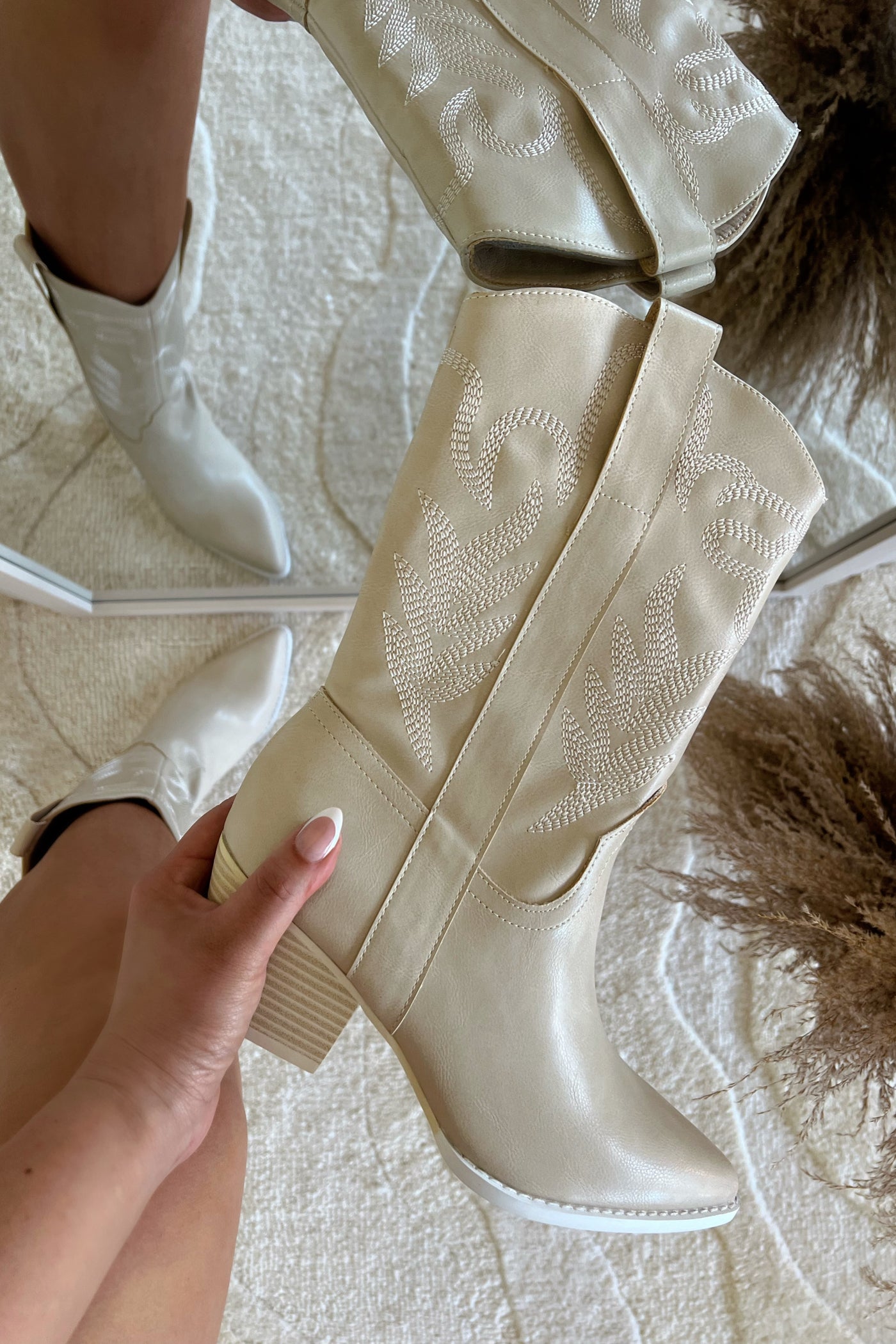 Out West Cowboy Booties (Beige)