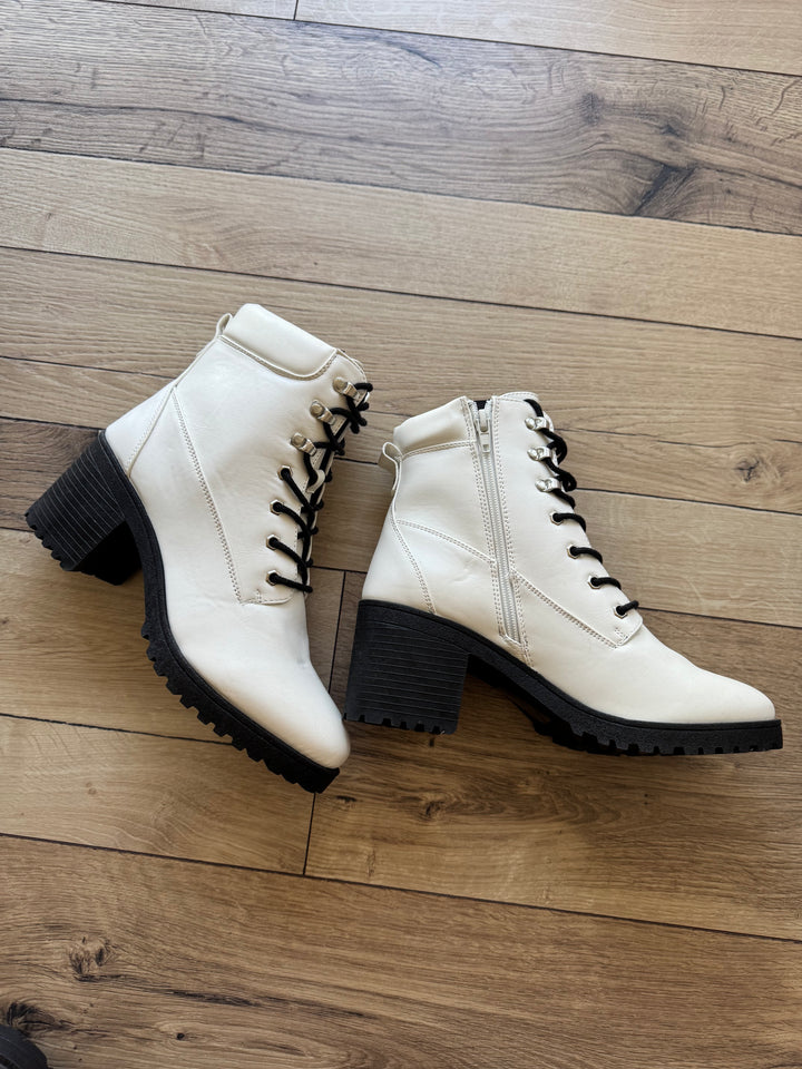 White Lace Up Booties FINAL SALE