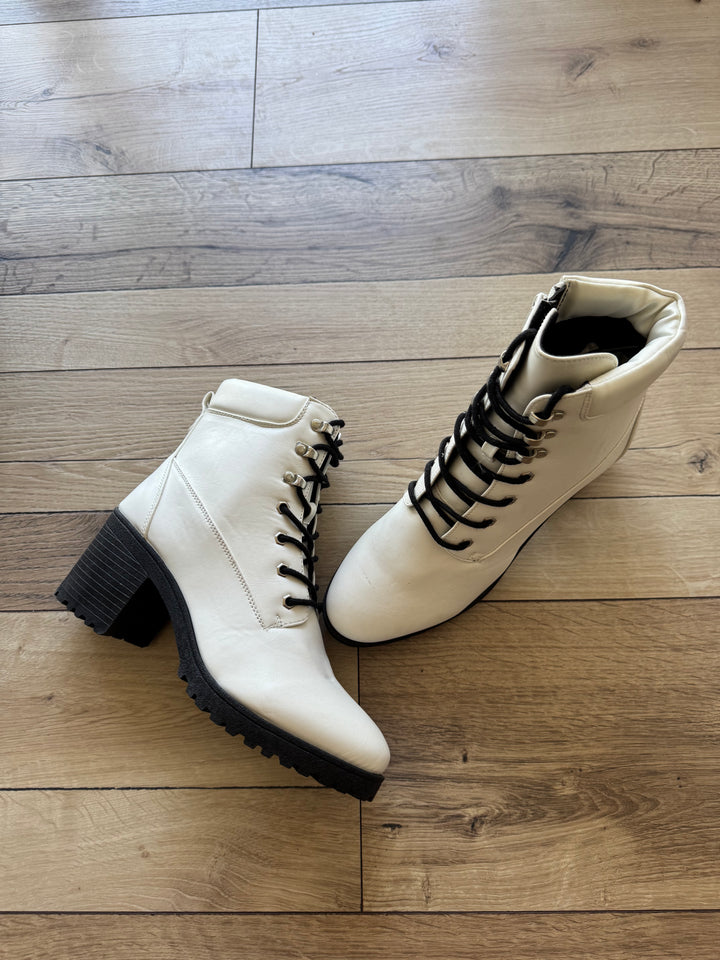 White Lace Up Booties FINAL SALE