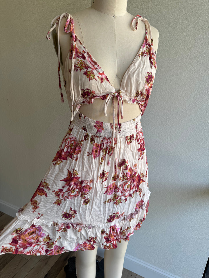 Floral Tie Mini Dress WAREHOUSE FINAL SALE