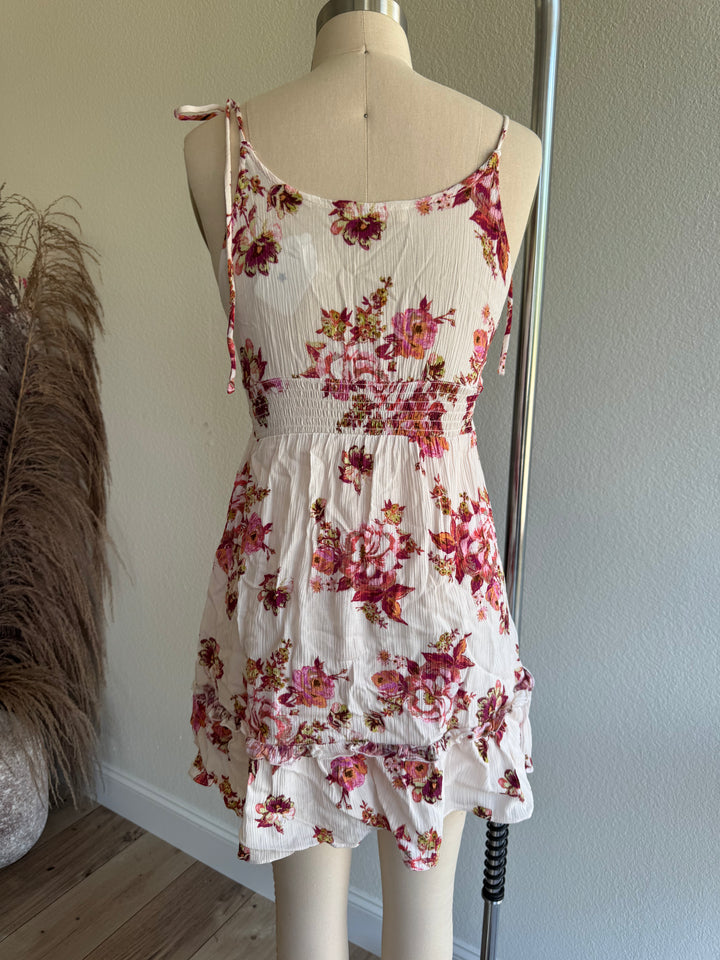 Floral Tie Mini Dress WAREHOUSE FINAL SALE