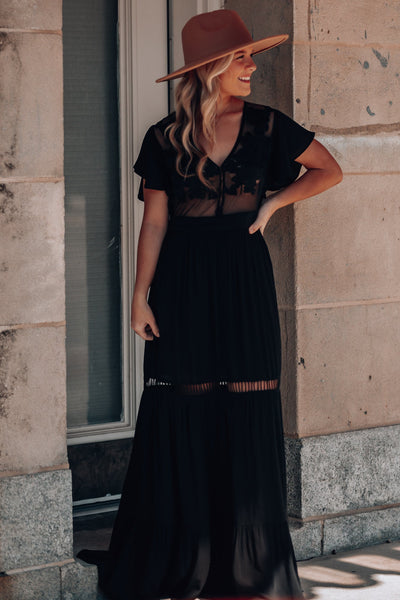 Skylar Embroidered Maxi Dress (Black) FINAL SALE