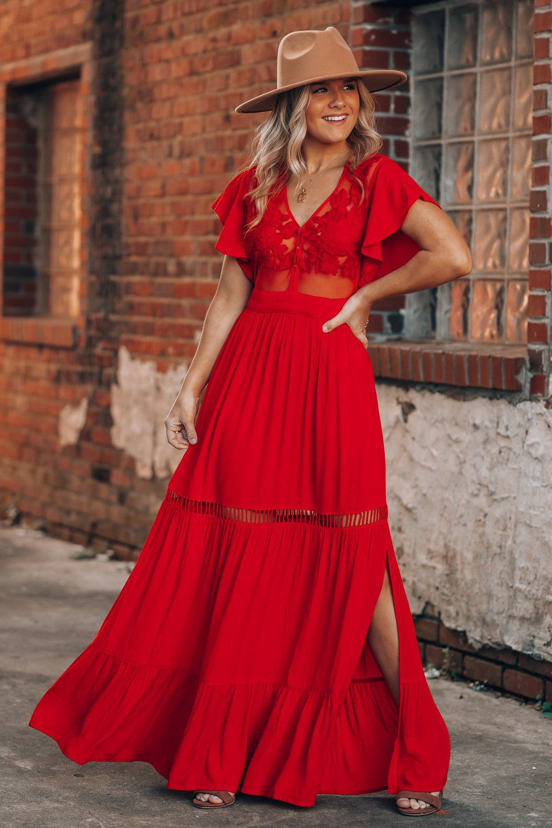 Skylar Embroidered Maxi Dress (Red) FINAL SALE Southern Alternative Skylar Embroidered Maxi Dress (Red) FINAL SALE Southern Alternative