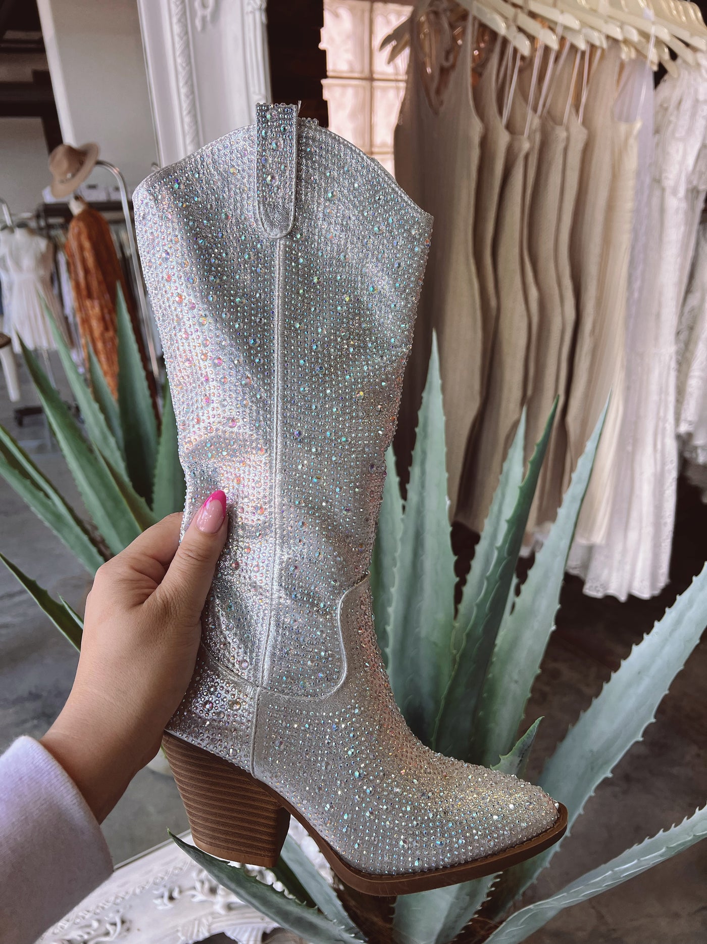 Rodeo Rhinestone Boots (Silver)