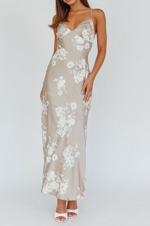 By My Side Lace Up Satin Maxi Dress