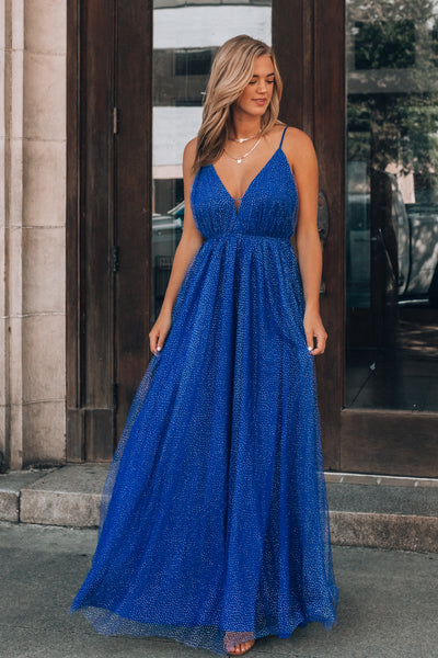 Marisol Glitter Maxi Dress (Royal Blue) FINAL SALE