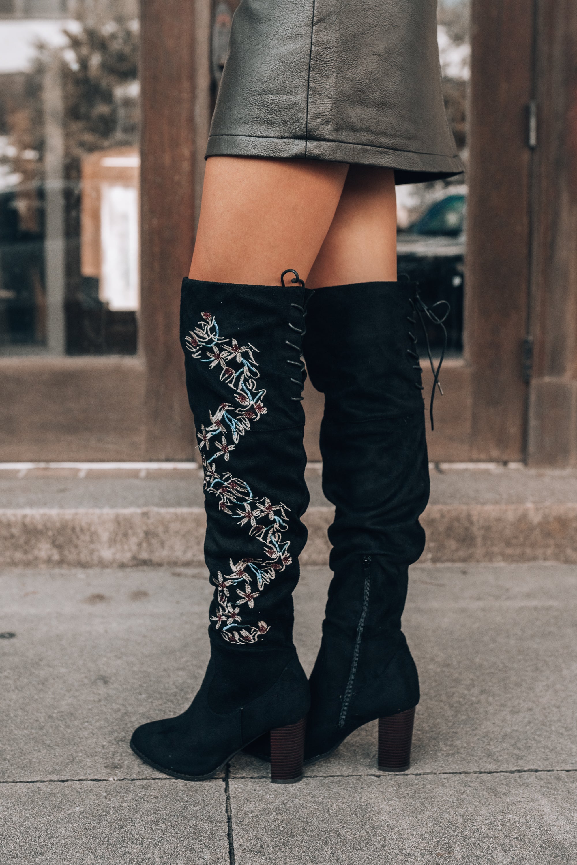 Brenna OverTheKnee Floral Boots (Black) FINAL SALE Southern Alternative