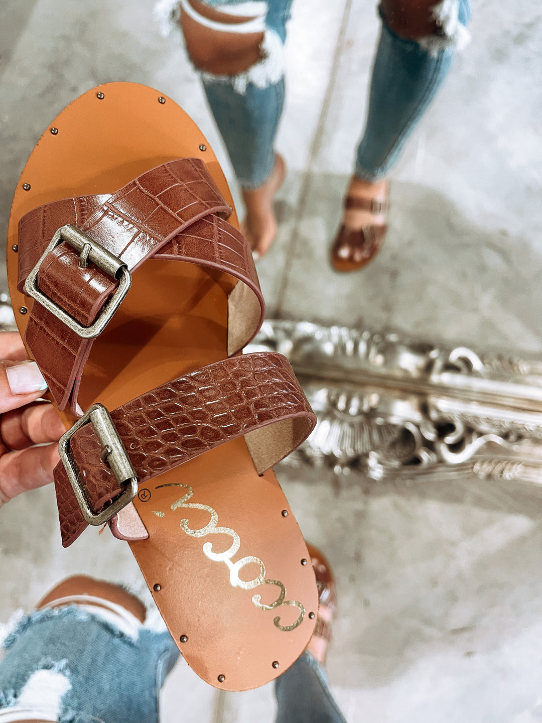 Bridgette Buckle Sandals (Cognac) FINAL SALE