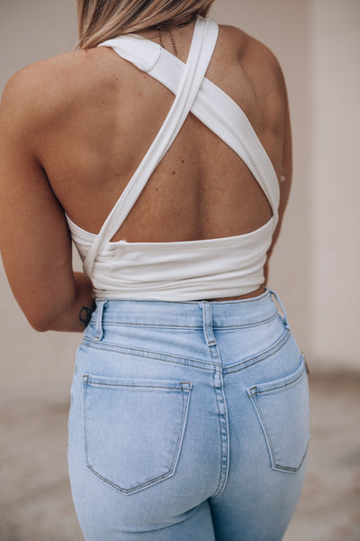 Happy Hour Wrap Crop Top (Off White)