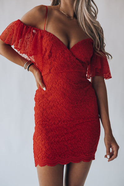 Red Hot Lace Mini Dress