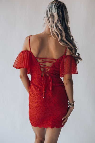 Red Hot Lace Mini Dress FINAL SALE