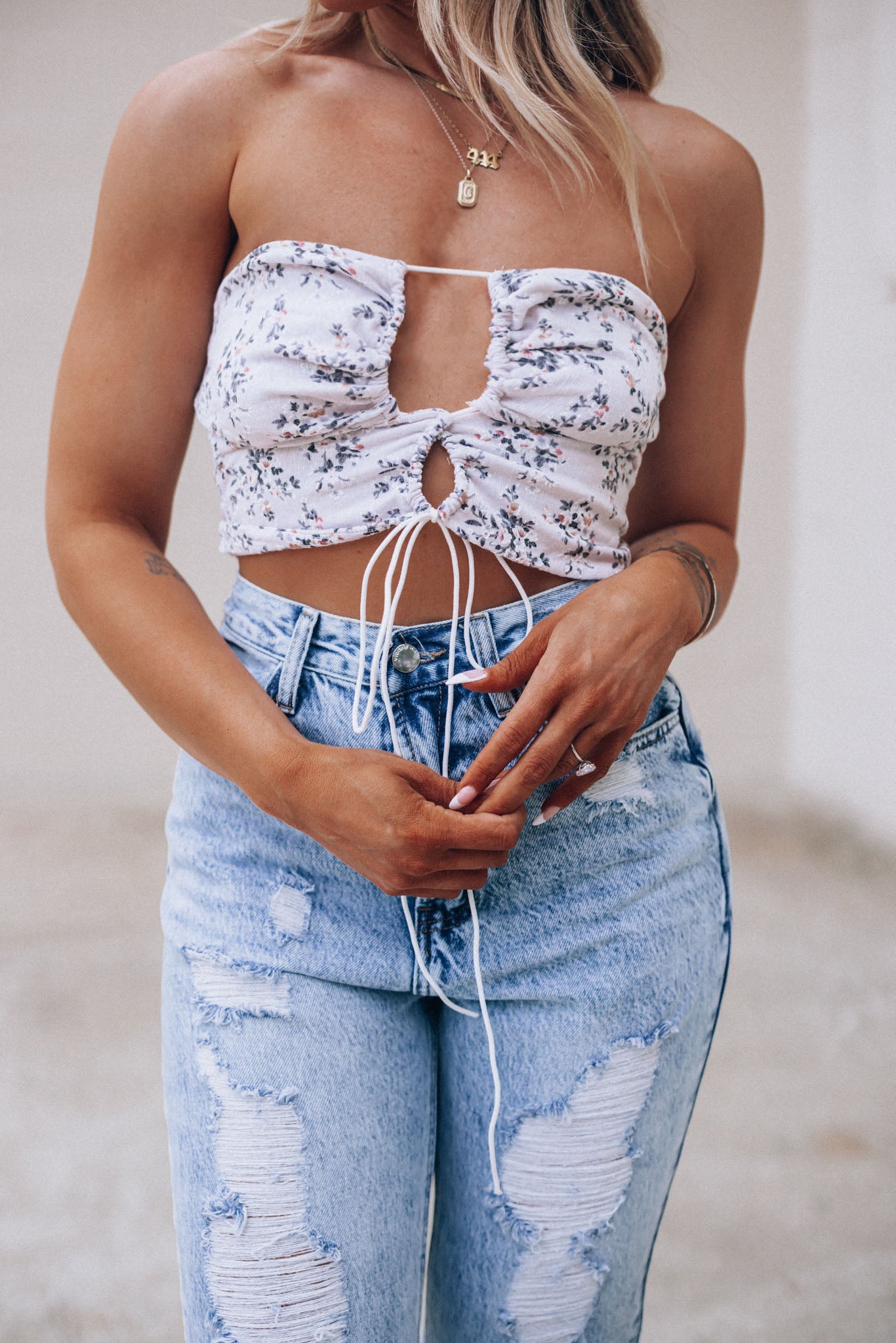 Marne Lace Up Crop Top