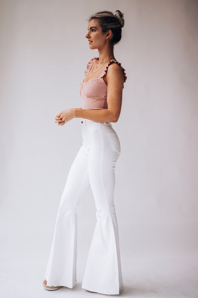 Set In Stone Bell Bottoms (White) FINAL SALE