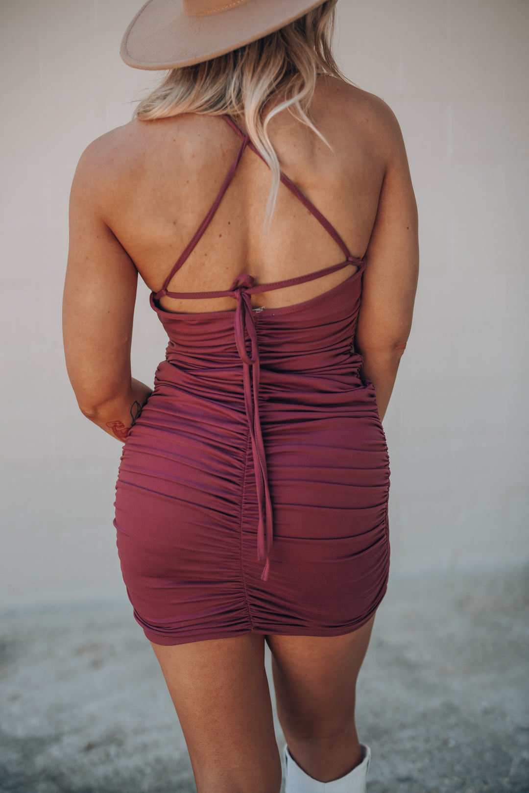 berry colored mini dress Women's Burgundy Mini Dresses