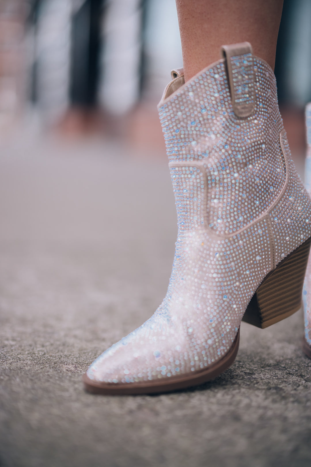 Clear Rhinestone Booties Howdy Rhinestone Cowboy Booties (Champagne) – Southern Alternative