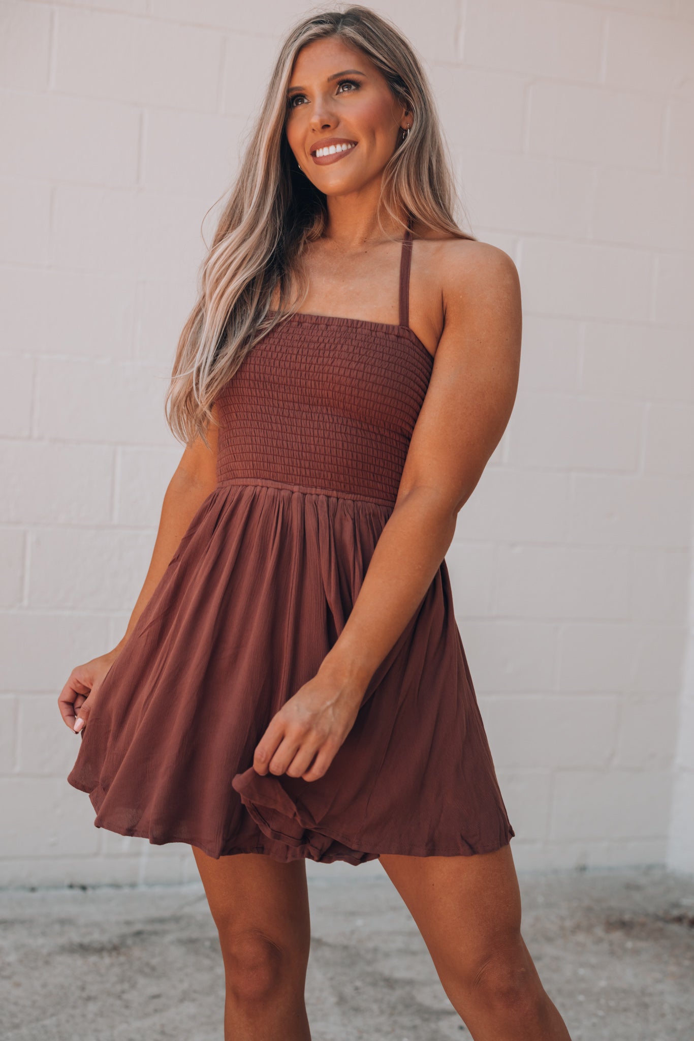 Natasha Mini Dress (Brown)