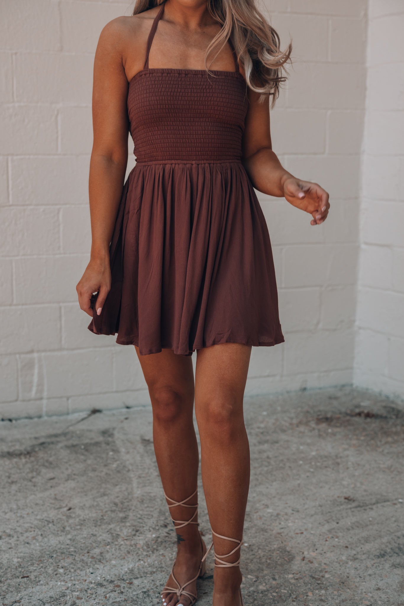 Natasha Mini Dress (Brown)