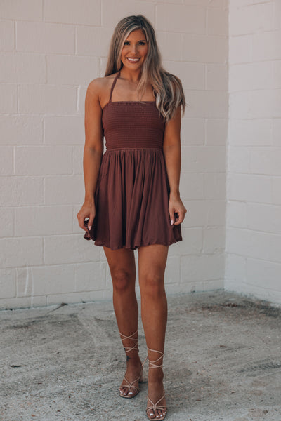 Natasha Mini Dress (Brown) FINAL SALE