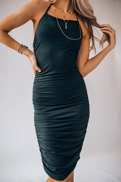 Key West Ruched Mini Dress (Black) FINAL SALE