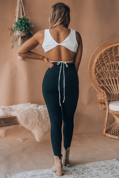 Bexley Ribbed Cutout Crop Top (Off White) FINAL SALE