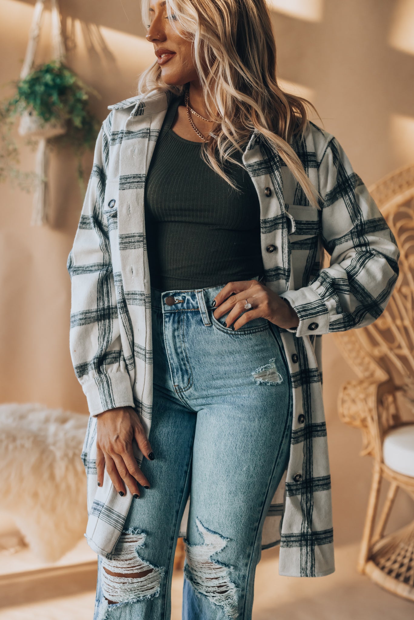 Happy Ever After Plaid Shacket FINAL SALE