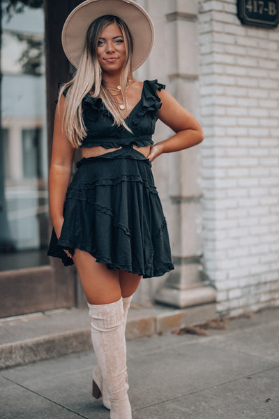 Cecilia Cutout Mini Dress (Black)