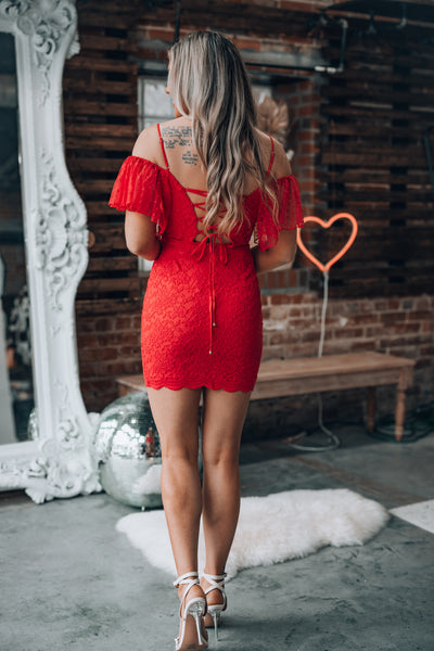 Red Hot Lace Mini Dress