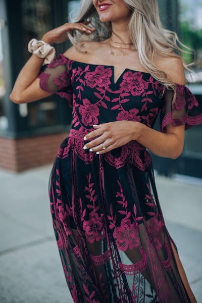 Canyon Lace Romper Dress (Black) FINAL SALE