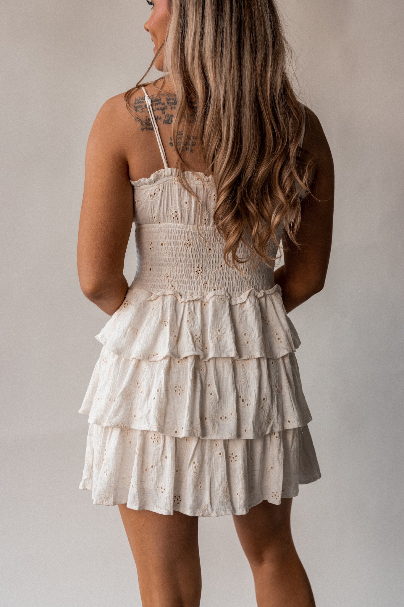 Willa Ruffled Mini Dress (Natural) FINAL SALE