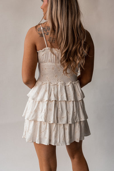 Willa Ruffled Mini Dress (Natural)