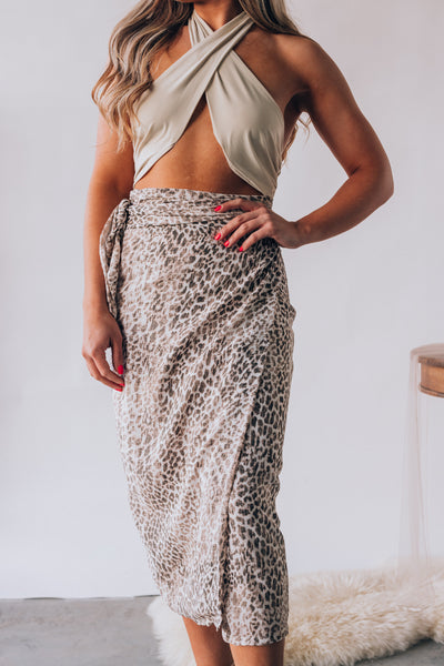 Party Animal Leopard Midi Skirt