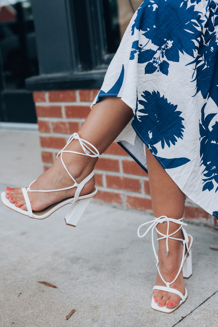 Phoenix Strappy High Heel (White) FINAL SALE