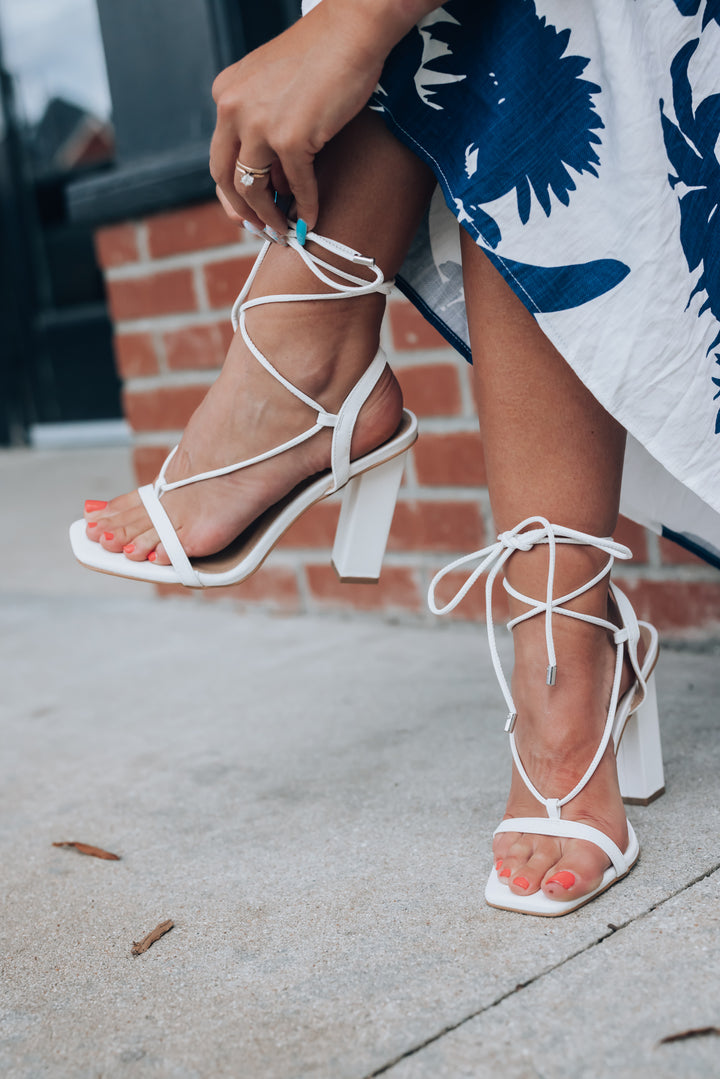Phoenix Strappy High Heel (White) FINAL SALE