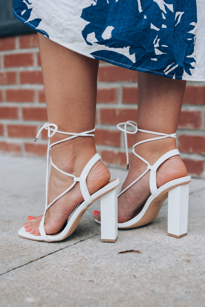Phoenix Strappy High Heel (White) FINAL SALE