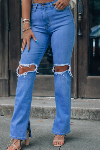 Claudette Distressed Flare Jeans FINAL SALE