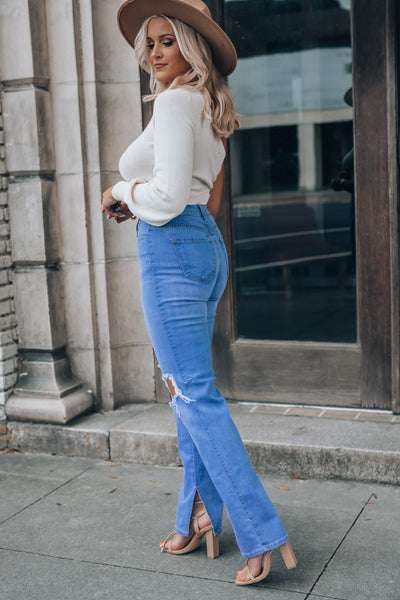 Claudette Distressed Flare Jeans FINAL SALE
