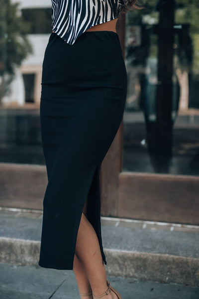 Back To Basics Midi Skirt (Black) FINAL SALE