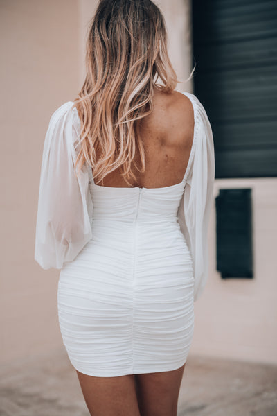 Nightlife Mesh Mini Dress (White) FINAL SALE